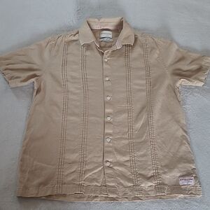 Scotch & Soda Linen Blend Shirt Mens M Beige Short Sleeve Casual EU Summer